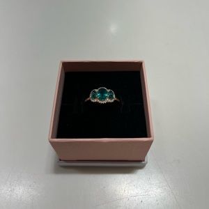 Rose Gold Green 3-Stone Pandora Ring
